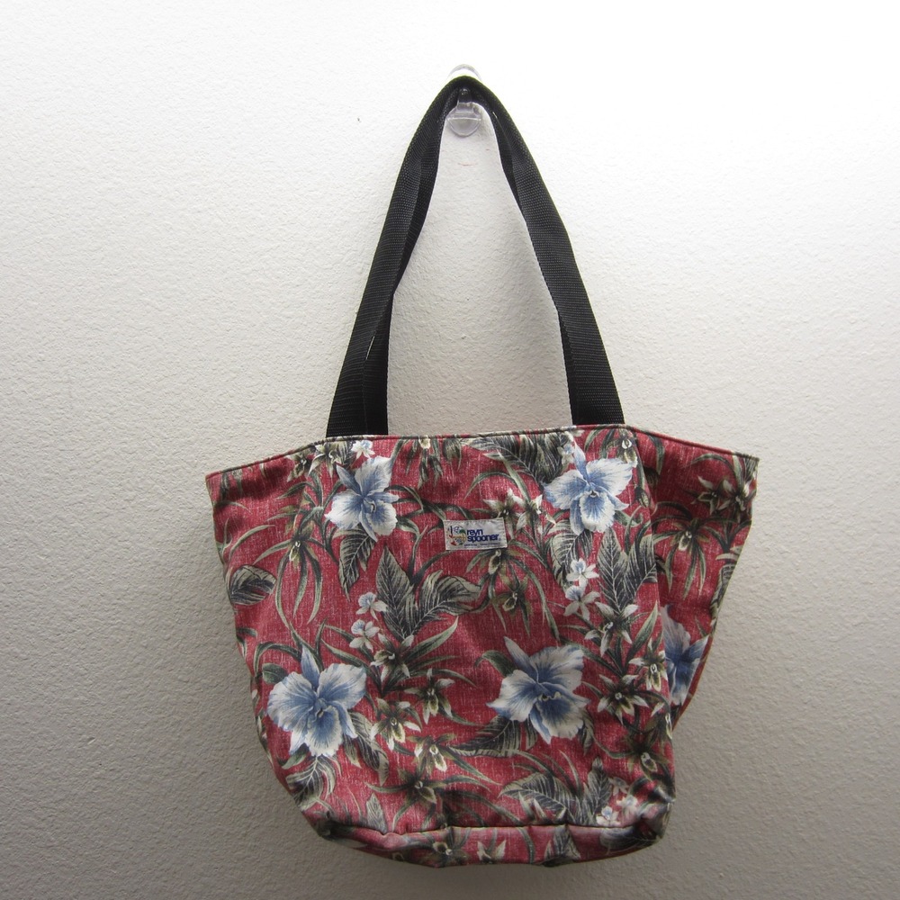 Reyn Spooner Market Tote Bag 18x12x9 Red Blue Floral colorful